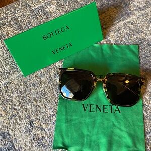 Bottega Veneta Square Metal Trim Sunglasses